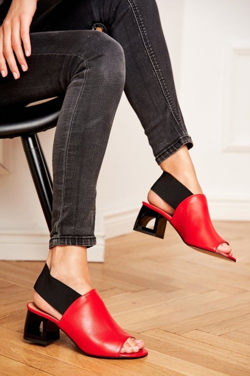 Leather Stiletto Sandals Laura Messi 1919 Red