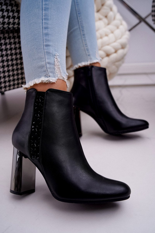 Women's Silver Stiletto Boots Black Peve
