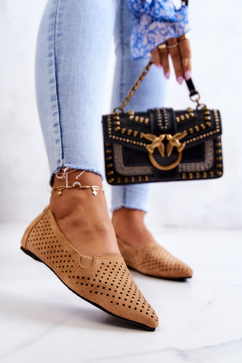 Moteriškos ažūrinės balerinos Slip-on Camel Rosario