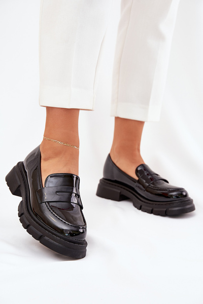 Ladies Patent Moccasins Black Elearionna