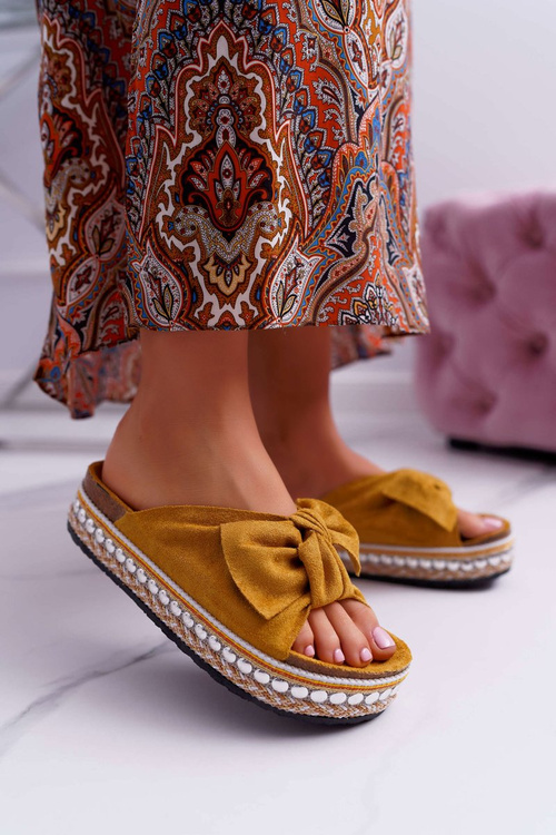 Flip -flops pentru femei cu tălpi groase de cocarduri Milady galben